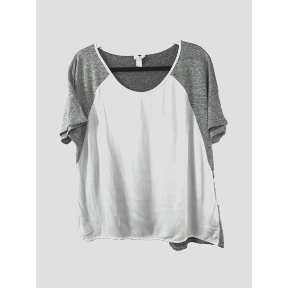 Y2k Raglan Tee L Gray White Minimalist Casual Sporty Streetwear Coastal Neutral - Picture 1 of 7